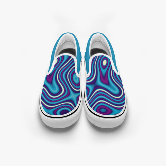 Blue Psychedelic Swirls   |    Slip-On Canvas Sneakers